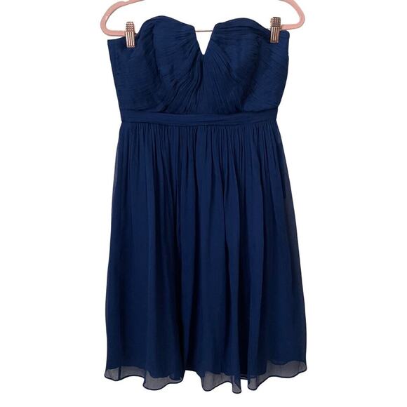 J. Crew Dresses & Skirts - J. Crew Dress Womens Size 2 Blue Nadia Silk Pleated Chiffon Mini A-Line Cocktail